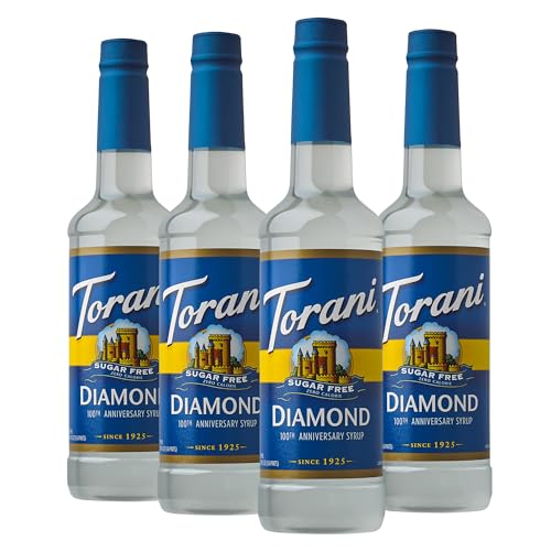 Torani Sugar Free, Diamond, Flavored Syrup for Drinks, Low Calorie, 25.4 fl oz (Pack of 4)