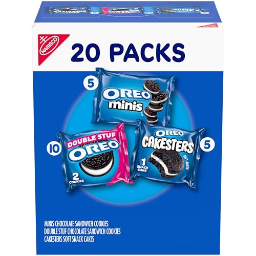 OREO Lovers Variety Pack, OREO Minis and Double Stuf Chocolate Sandwich Cookies, OREO Cakesters Soft Snack Cakes, 20 Snack Packs