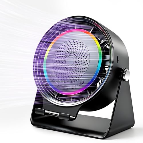Gifts for Men Women, Wireless Bluetooth Speaker with Phone Stand, Desk Fans & RGB Lights, HD Sound Anti-Slip Base, Rechargeable (5000mAh), 360° Adjustable Phone Holder Cool Gadgets Birthday Gift
