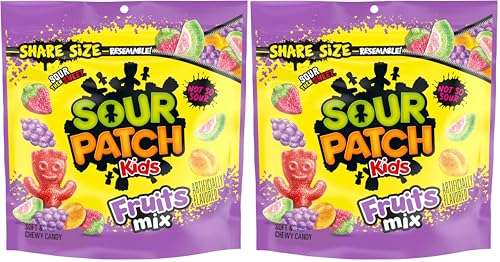 SOUR PATCH KIDS Fruits Mix Soft & Chewy Candy, Share Size, 11.03 oz (Pack of 2)