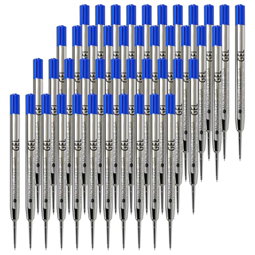 Monteverde Capless Gel Refills to Fit Parker-Style Ballpoint Pens, 0.5mm Extra Fine Needle Point, Blue, 50-Pack, Smooth Writing Technology for Parker, Conklin, Schmidt, and More