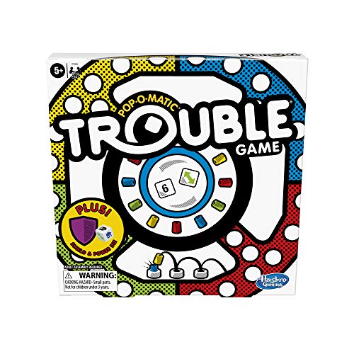 Hasbro Gaming Trouble Board Game, Includes Bonus Power Die and Shield, Family Game for 2-4 Players, Ages 5 and Up (Amazon Exclusive)