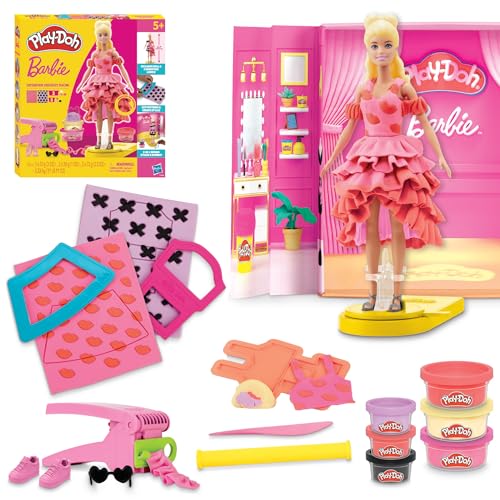 Play-Doh Barbie Designer Fashion Show Set, Make Doll Clothes with 21 Accessories & Modeling Compound, Kids Arts & Crafts for Girls & Boys, Ages 5+