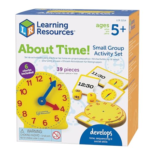 Learning Resources About Time! Group Activity Set, Classroom Set, 6 Write & Wipe Clocks