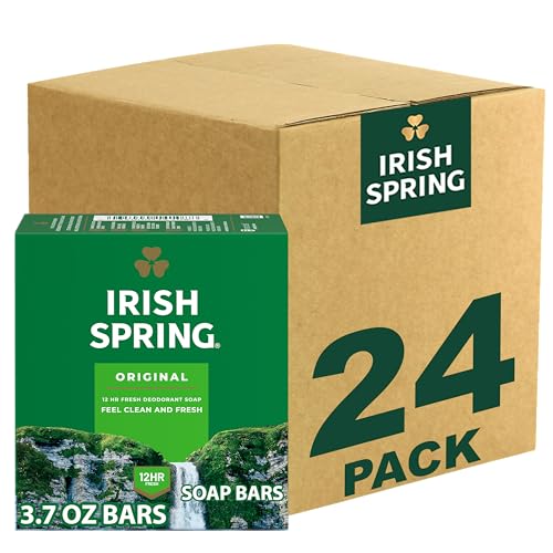 Irish Spring Bar Soap for Men, Original Clean, Smell Fresh and Clean for 12 Hours, Men Soap Bars for Washing Hands and Body, Mild for Skin, Recyclable Carton, 3.7 Ounce - 3 Count (Pack of 8)