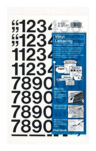 Chartpak Permanent Adhesive Vinyl Numbers,Black