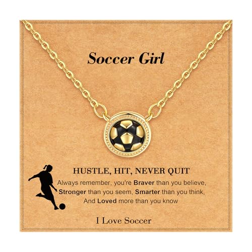C-leen Soccer Gifts for Girls, 18K Gold Plated Soccer Pendant Necklace Sports Stuff Accessories Gifts for Teen Girls 8-12 Boy Mom Coach Dad