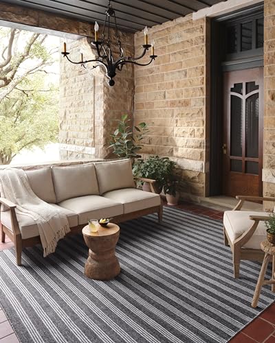 Loloi Magnolia Home by Joanna Gaines Charlie Collection CHE-01 Charcoal/Grey 3'-6" x 5'-6" Indoor/Outdoor Accent Rug