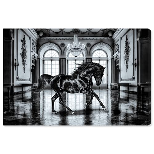The Oliver Gal Artist Co. Country Glam Canvas, 30" x 20", Gallery Wrapped, Elegant Black Ballroom Horse