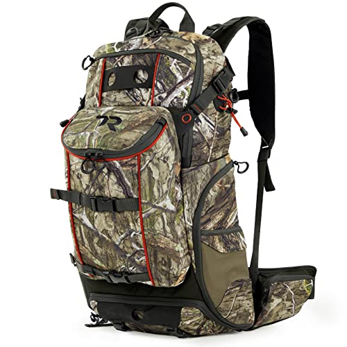 TR Hunting Backpack, Waterproof Hunting Pack with Rifle Holder,Internal Frame,Rain Cover, Camo Daypack for Rifle Bow Gun