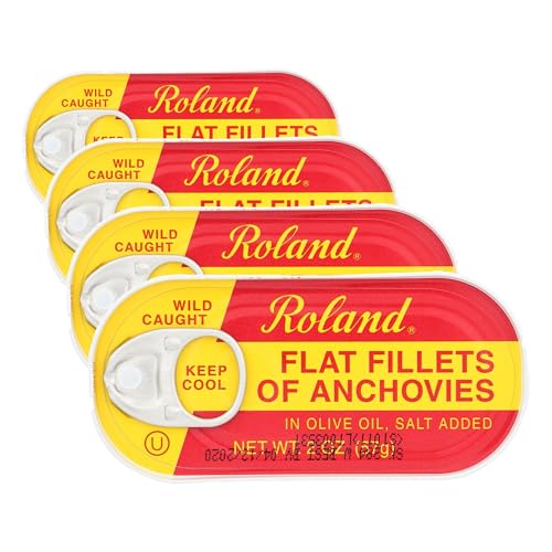 Roland Anchovies, Flat In Olive Oil, 2 oz (Pack of 4)