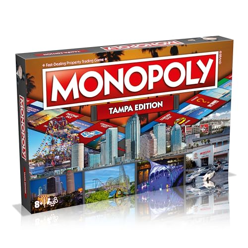 Monopoly Board Game Tampa Edition: 2-6 Players Family Board Games for Kids and Adults, Board Games for Kids 8 and up, for Kids and Adults, Ideal for Game Night