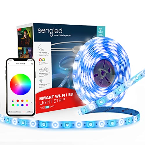 Sengled Smart LED Strip Lights, 9.84ft Wi-Fi LED Lights Work with Alexa and Google Home, 16 Million Colors, RGB, Music Sync, Adjustable Length, 25,000 Hours Life, Multi-Mode Support for Game, Movie