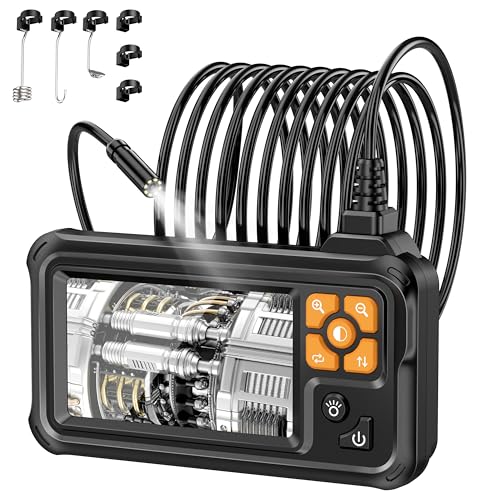 Industrial HD Digital Borescope, Lightswim 1080P 4.3" IPS Endoscope Inspection Camera with Handheld IP67 Waterproof Snake Sewer with 8 LED Lights 16.5ft Semi-Rigid Cable
