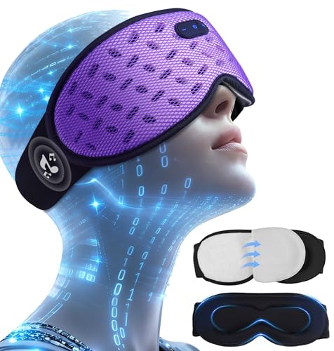Sleep Mask Headphones with Bluetooth 5.4, LC-dolida Wireless Music Eye Mask for Sleeping Headphones Detachable 3D Eye Cups Cooling Breathable Bluetooth Eye Mask for Side Sleepers