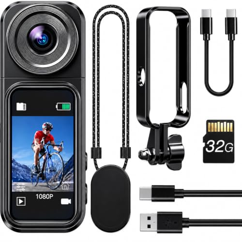 BOBLOV Mini Body Camera with 32GB Card, Thumb-Size Wearable Camera with Touch Screen & Rotating Lens, Magnetic Mount for Hands-Free Recording, Portable Action Camera for Work Travel Vlogging, W2
