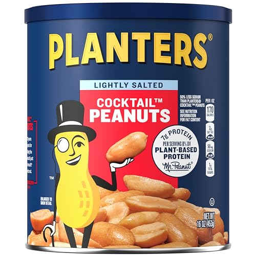 PLANTERS Dry Roasted Peanuts, Plant-Based Protein, Lightly Salted, Peanut Snack, 16 Oz Jar
