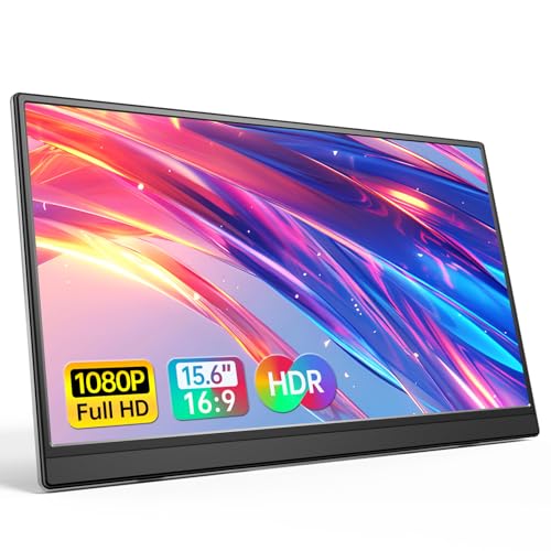 Anyuse Portable Monitor 15.6 Inch 1080P USB-C HDMI Ultra-Slim Travel Monitor with Kickstand, for Laptop, PC, Mac Phone, PS, Xbox, Swich IPS Ultra-Thin Zero Frame Gaming
