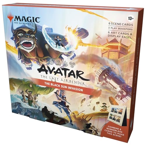 Magic: The Gathering | Avatar: The Last Airbender Scene Box 1 - The Black Sun Invasion | 6 Foil Borderless Scene Cards, 6 Art Cards, 3 Play Boosters + Display Easel