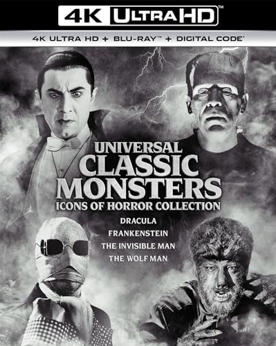 Universal Classic Monsters: Icons of Horror Collection (Dracula / Frankenstein / The Invisible Man / The Wolf Man) - 4K Ultra HD + Blu-ray + Digital [4K UHD]