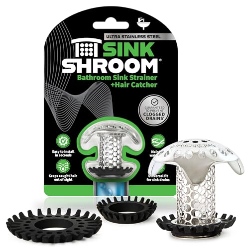 SinkShroom Ultra Revolutionary Bathroom Sink Drain Protector, Stainless Steel