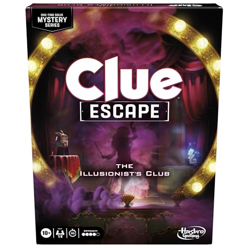 Clue Escape: The Illusionist’s Club Board Game | Escape Room Family Game | 1-Time Solve Mystery | Ages 10+ | 1-6 Players | Difficulty 4 | 90-120 Mins. (Amazon Exclusive)