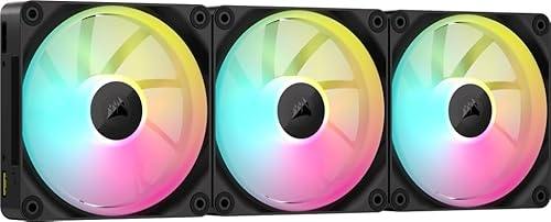 CORSAIR iCUE Link LX120 RGB 120mm PWM Fans Triple Pack – Dual Light Loops – Includes iCUE Link System Hub – CORSAIR AirGuide Technology – Black