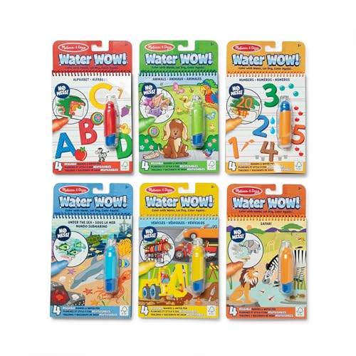 Melissa & Doug Water Wow! Reusable Water-Reveal, 6 Mess Free Coloring Books—Animals, Vehicles, Alphabet, Numbers & Much More—Travel Toys for Kids 3+