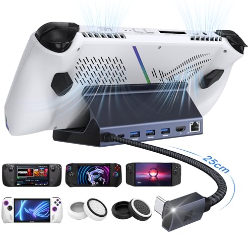 iVANKY 4K@144Hz/ 4K@120Hz HDMI 2.1 ROG Ally Dock, 8-in-1 Aluminum Docking Station for Steam Deck OLED & ROG Ally X, 100W PD Charge, 1Gbps Ethernet, 3 USB 3.0, Pro Gaming Stand Hub, Midnight Blue