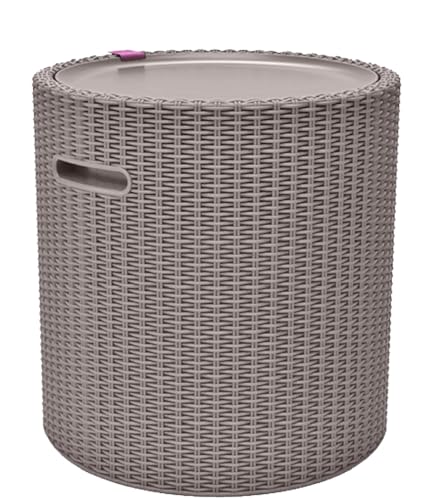 Keter Cool Side Table Cooler 3 in 1 Outdoor Patio Table and Ice Chest Storage, Ideal Hot Tub Table, Decor and Outdoor Patio Bar, Portable Bar, Cappuccino