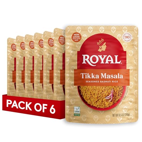 Royal Tikka Masala Basmati Rice - Ready to Heat Rice - 8.5 oz Microwavable Pouch (Pack of 6)