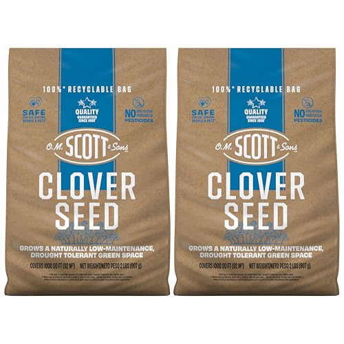 O.M. Scott and Sons Clover Seed - Lawn Seed Grows a Naturally Low Maintenance, Drought-Tolerant Lawn, 1,000 sq. ft., 2 lb. (2-Pack)