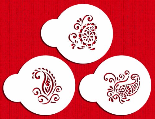 Designer Stencils Silk Paisley Cookie Stencils, Mini, Beige/Semi-Transparent
