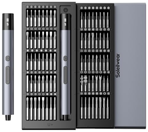 Electric Screwdriver, 80-in-1 Mini Electric Precision Screwdriver Cordless with 5 Torque Levels, Max 0.75N.m, 500mAh Battery, Small Power Screwdriver Kit for Laptop, Phone & Electronics Repair