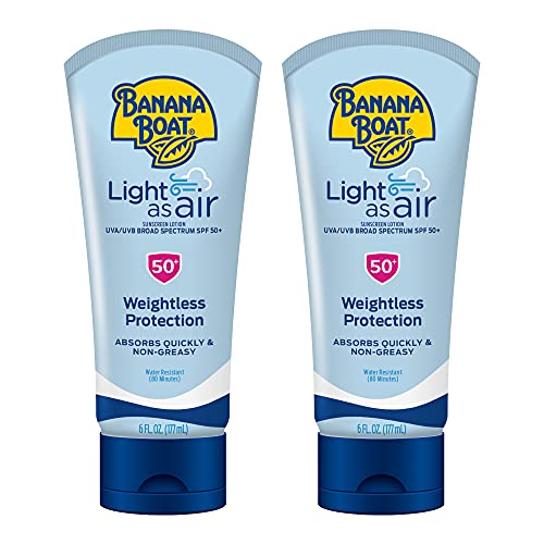 Banana Boat Light As Air Sunscreen Lotion SPF 50 Twin Pack | Lightweight & Non-Greasy Lotion Sunscreen SPF 50, Sunblock, Oxybenzone Free, 6oz each