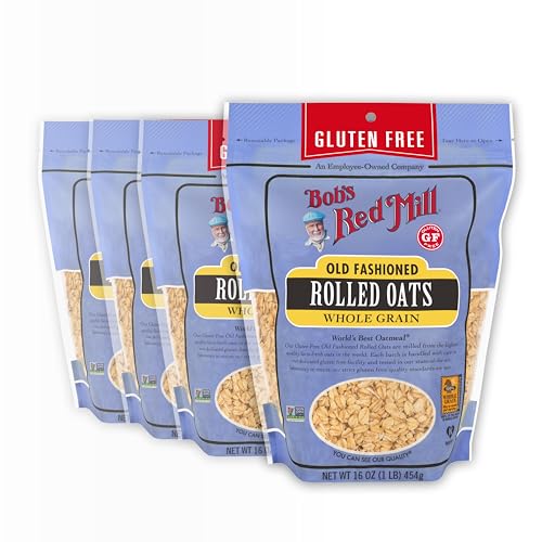 Bob's Red Mill Gluten Free Old Fashioned Rolled Oats, 16oz (Pack of 4) - Non-GMO, Gluten Free, Whole Grain