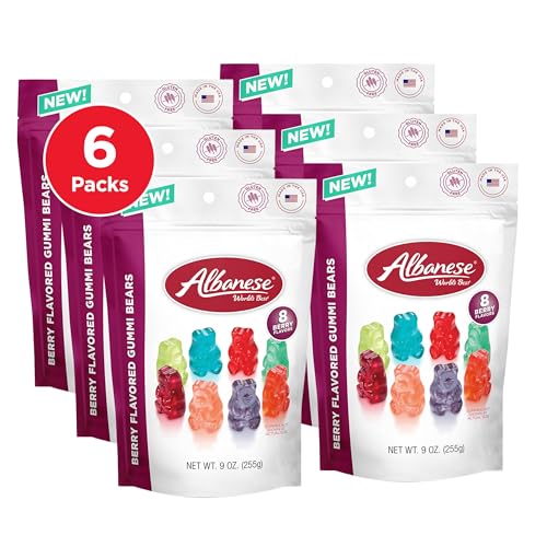 Albanese World's Best Berry Flavored Gummi Bears | 9oz Bag of Candy - Pack of 6 | Soft and Chewy Gummy | Cherry, Strawberry and More | Perfect for Parties and On The Go Snacking