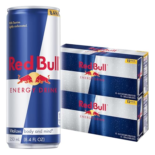 Red Bull Energy Drink with 80mg Caffeine plus Taurine & B Vitamins, 8.4 Fl Oz, 2 Packs of 12 Cans (Pack of 24)