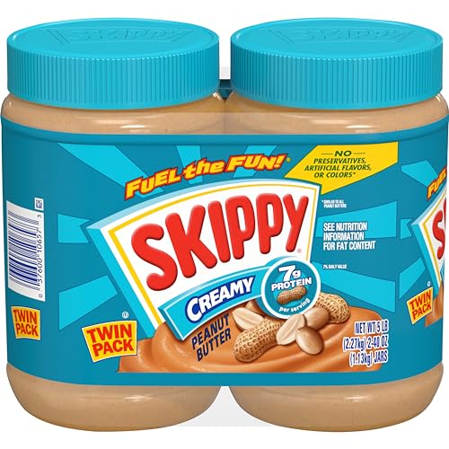 SKIPPY Creamy Peanut Butter Spread, Shelf-Stable, 40 oz Jar of SKIPPY Peanut Butter (2 Pack)
