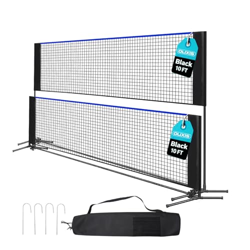 OLIXIS Badminton Net Set, 10FT/14FT/17FT Wide, 3-5FT Adjustable Height Multi Sport Net for Pickleball, Tennis, Volleyball, Soccer Tennis, Indoor Outdoor with Carry Bag, Easy Setup for Backyard