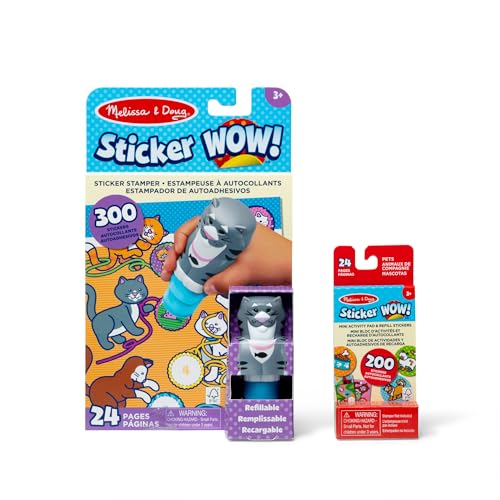 Melissa & Doug Sticker Wow Cat Bundle (Stamper w Book + 1 Refill Pack)