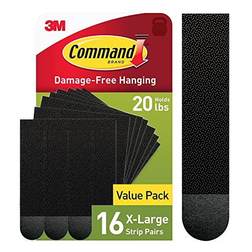 Command 20 lb XL 16 Pairs Heavyweight Picture Hanging Strips (32 Strips), Damage-Free Hangers for Picture Frames, No Tools Required, Ideal for Home Room Wall Decor, Black Adhesive