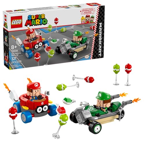 LEGO Super Mario: Mario Kart Baby Mario vs. Baby Luigi - Collectible Toy Building Set for Kids, Boys and Girls, Ages 8+ - Nintendo Toy for Fans - Gift Idea for Birthdays - 72034