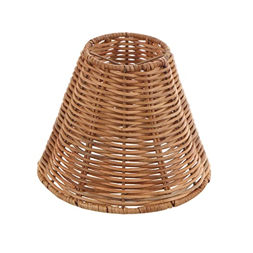 Aspen Creative 51003 Empire Clip-On Chandelier Lamp Shade, Natural Rattan, 3" Top x 6" Bottom x 5" Slant Height