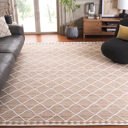 SAFAVIEH Natural Fiber Collection Area Rug - 6' x 9', Natural & Ivory, Handmade Jute, Farmhouse Boho Moroccan Design, Ideal for The Living Room, Bedroom, Dining Room (NFB278A-6)