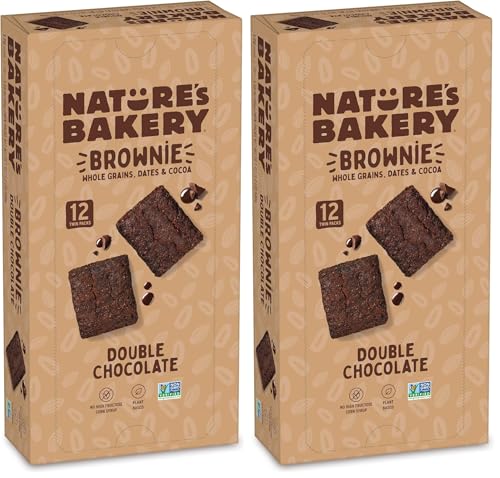 Nature’s Bakery Double Chocolate Brownie Bars,Whole Grains,Dates,and Cocoa,Plant Based,Dairy-Free,Snack Bar,1 box with twin packs,(Pack of 24)