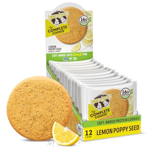 Lenny & Larry's Protein Cookie, [Lemon Poppy Seed], Chewy Soft Baked, 16g Plant Protein, Vegan, Non-GMO, High Fiber, 4 Ounce Cookie (Pack of 12)