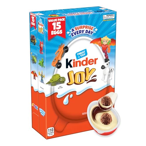Kinder Joy Eggs, Treat Plus Toy, Chocolatey Wafer Bites, Individually Wrapped, 15 Count, 10.5 oz