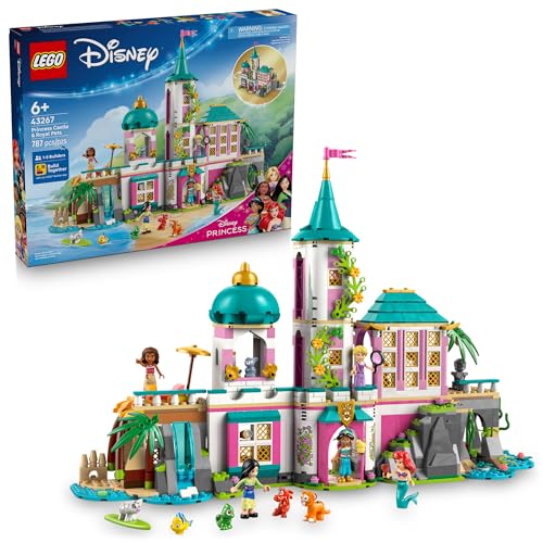 LEGO Disney Princess Castle & Royal Pets Kids Toy - Pretend Play Building Set for Girls and Boys, Ages 6+ - Includes Ariel, Rapunzel, Jasmine, Moana, and Mulan - Gift Idea for Birthdays - 43267