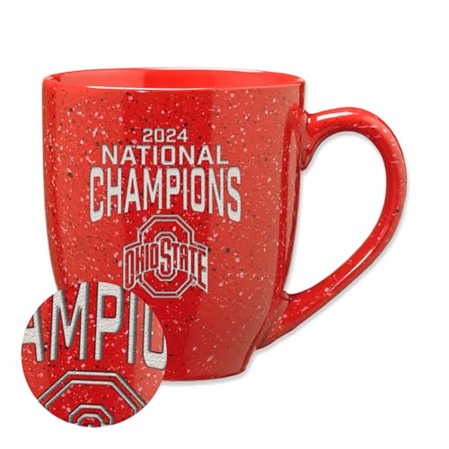 Rico Industries NCAA Ohio State Buckeyes 2025 National College Football Champions 16 oz Team Color Laser Engraved Speckled Ceramic Coffee Mug